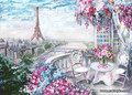 рисунок на фотообоях с терассойи видом на Париж